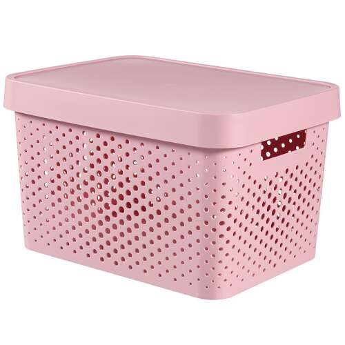 CURVER "INFINITY" 17L pink storage basket with lid