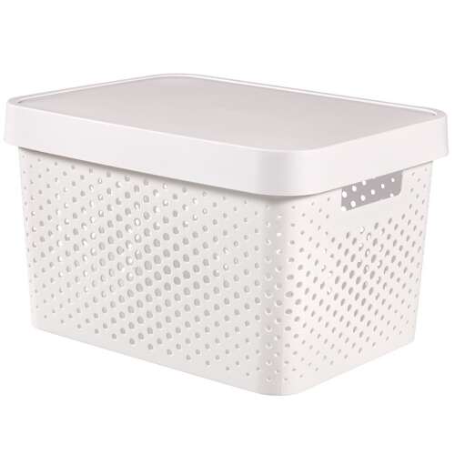 CURVER Infinity 17L white storage basket with lid