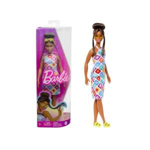 Barbie Fashionista barátnők: Barbie baba színes ruhában szemüveggel - Mattel 85034227 