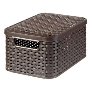 CURVER "Style" S size rattan basket with lid, dark brown, 7L - Storage & organization