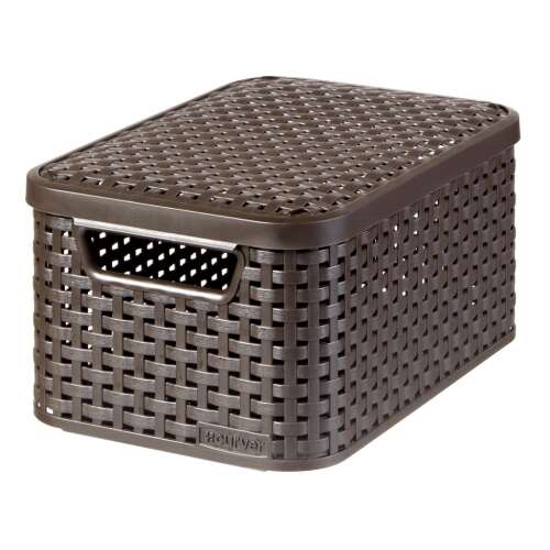 CURVER "Style" S size rattan basket with lid, dark brown, 7L