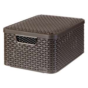 CURVER "STYLE" M size rattan basket with lid, dark brown, 18L - Storage & organization