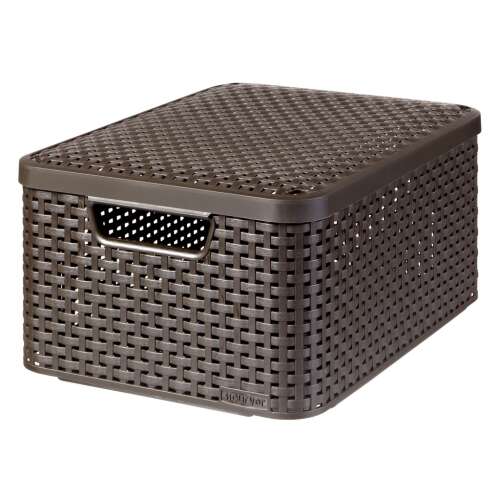 CURVER "STYLE" M size rattan basket with lid, dark brown, 18L