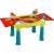 Keter Creative Fun Table, green and red plastic sand and water table for kids, with two compartments, lids, and accessories