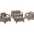 ALLIBERT CORFU Cappuccino Garten Sofa Set mit Tisch, 4 Stück