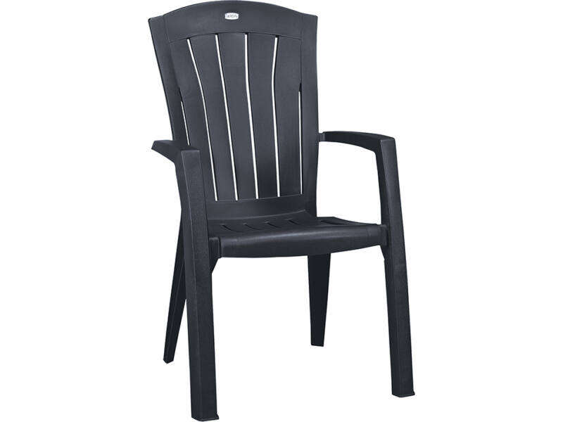 ALLIBERT SANTORINI Kerti Szék, kartámaszos, műanyag, grafit