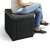 ALLIBERT CUBE polyrattan garden stool with cushion, dark brown, person sitting