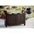 Keter Unity XL Dark Brown Outdoor Kitchen Cart with Stainless Steel Top, fully loaded with grilling essentials