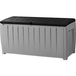 Keter Novel Storage Box, 340L, gray plastic storage chest with black lid, outdoor storage - Garden Storage Box