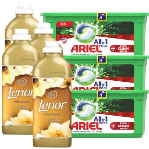 Ariel Allin1 Pods Extra Clean Power Mosókapszula 3x30 mosás + Lenor Gold Orchid Textilöblítő 2,84L - 96 mosás