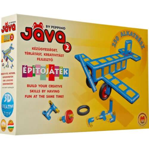Java 2 250-teiliges 3D-Baukasten von Peppino, zeigt ein Flugzeugmodell