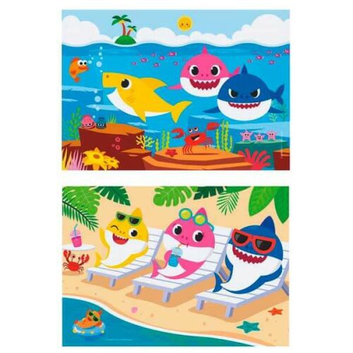 Clementoni Baby Shark 2x20 darabos puzzle, víz alatti és tengerparti jelenetekkel