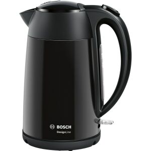 Bosch TWK3P423 DesignLine Schwarzer Wasserkocher, 1.7L Kapazität - Wasserkocher, Sandwichmaker, Standmixer, Toaster und Entsafter für Obst und Gemüse, Pressen