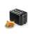 Bosch DesignLine black toaster with toasted bread on a plate.