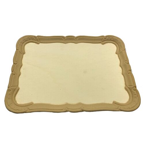 Dekoratív MDF kínáló tálca mintás széllel, 36x26 cm, kézműveskedéshez és festéshez