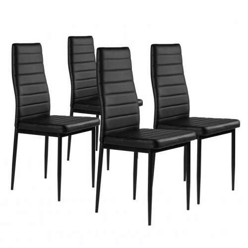 Set of 4 ModernHome black dining chairs with upholstered seat and backrest