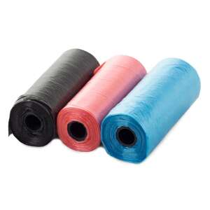 3 rolls of dog poop bags, black, pink, blue, 45 bags total - Dog waste bag