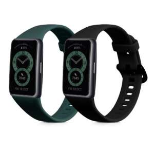 kwmobile Green and Black Silicone Replacement Strap for Huawei Band 6 - Smart watch strap