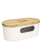 White bread box with bamboo lid and window, Navaris