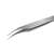 JIMI Home 5 piece tweezers set, JM-G2305, stainless steel tweezers for precision work, close-up of curved tweezers