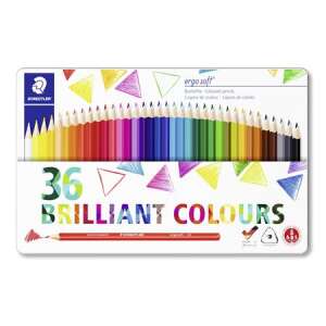 STAEDTLER Ergo Soft 157 colored pencils, 36 brilliant colors, metal tin - Colored Pencil