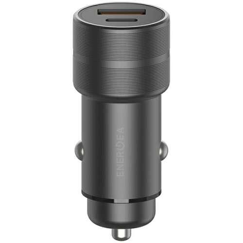 ENERGEA autós töltő USB-C és USB porttal, fekete