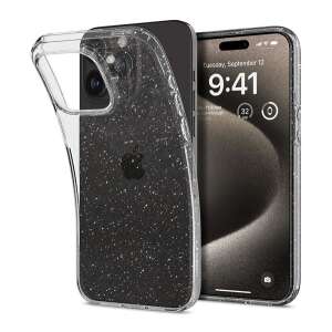 Spigen Liquid Crystal Glitter telefontok Apple iPhone 15 Pro Max-hoz, átlátszó csillámmal, ütésálló, légpárnás sarkokkal - Spigen