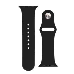 Pótszíj (egyedi méret, szilikon, állítható, fém kapocs) FEKETE Apple Watch Series 8 41mm, Apple Watch Series 6 40mm, Apple Watch Series 1 38mm, Apple Watch Series 7 41mm, Apple Watch Series SE 74906756 