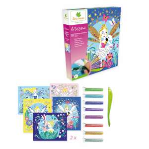 Sycomore Artissimo Glitter Fairy Picture Set, 5 fairy pictures, 8 glitter tubes, 1 tool - Flair Toys Creative Toy