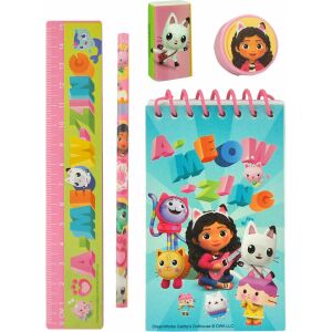 Gabby's Dollhouse Stationery - Notepad, Pencil, Ruler, Eraser, Sharpener - Writing Tool Set