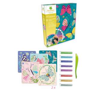 Sycomore Artissimo Glitter Picture Making Kit with Butterflies, 10 Pictures, 8 Glitter Colors, 1 Tool - Flair Toys Creative Toy