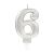 Lumânare argintie pentru tort numărul 6