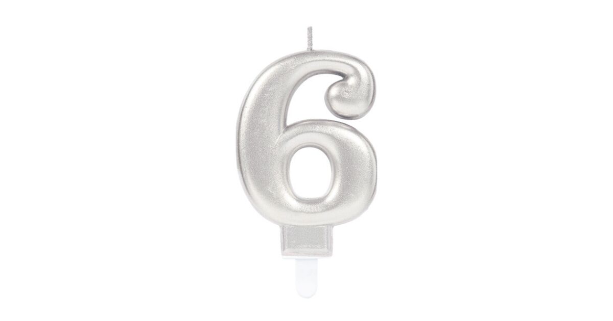 Silver, Ezüst számgyertya, tortagyertya 6-os 74914695