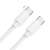 Fehér Type-C - Type-C kábel 8mm hosszított csatlakozóval, 1 méter hosszú, 60W, 3A, támogatja a Power Delivery és Quick Charge technológiákat