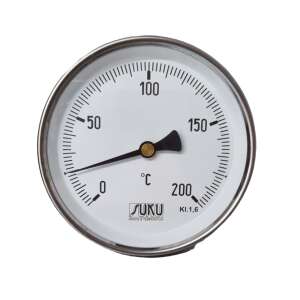 Bimetál hőmérő 63/0+200°C/63mm, 63mm diameter dial, 0 to 200°C temperature range, 63mm insertion length, 1/2" thread, brass protective tube - Home & Garden