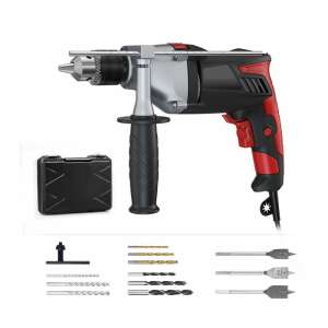Meterk 950W elektromos ütvefúró szett kofferral, tartalmaz fúrókat, csavarhúzókat és egy hordozható tokot - Meterk
