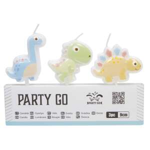 Set de 3 lumânări de ziua de naștere cu dinozauri, 9 cm, marca Party Go - Decoratiuni pentru tort