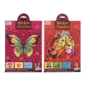 Grafix Sticker nach Zahlen, 4 Blätter, 2 Designs, Schmetterling und Löwe, Stickerkunst, Mosaikkunst, Kinderbasteln, Beschäftigungsbuch - Grafix