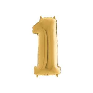 Goldene Nummer 1 Folienballon, 65 cm, mit Helium gefüllt - Luftballons