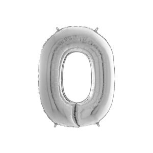 Héliumos fólia lufi, 0-as szám, 65 cm, ezüst