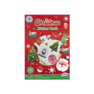 Carte cu autocolante de Crăciun cu peste 200 de autocolante, cu modele festive, cum ar fi brazi de Crăciun, Moș Crăciun și oameni de zăpadă - Grafix