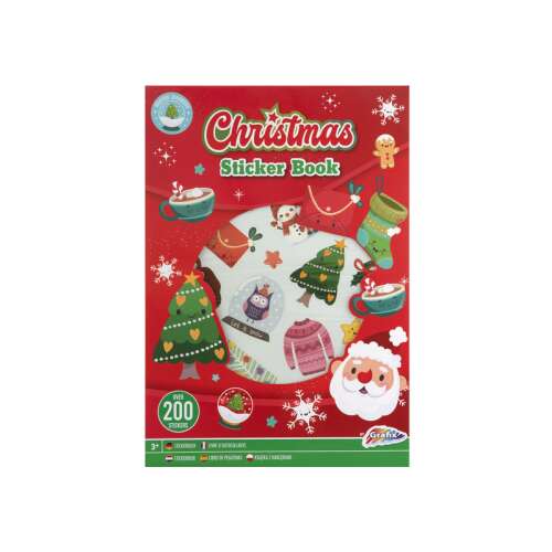 Vianočná kniha s nálepkami s viac ako 200 nálepkami, s vianočnými motívmi, ako sú vianočné stromčeky, Santa Claus a snehuliaci