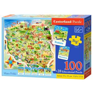 Castorland Puzzle Harta Poloniei 100 piese puzzle educativ pentru copii - Puzzle