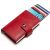 iUni P2 Dark Red RFID Wallet with cards, angled view