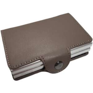 Peňaženka iUni P3 s blokovaním RFID v tmavo béžovej farbe, s dvoma priehradkami na 6 kariet, vyrobená z organickej kože - IUni