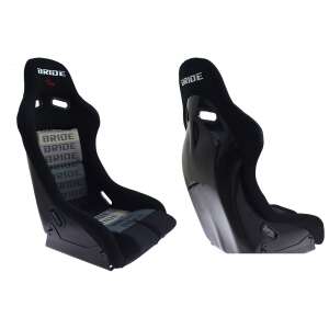 Scaun sport Bride K109, negru și gri, vedere din față și din lateral - Scaune auto