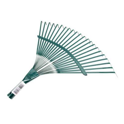 Zöld fém lombseprű 22 foggal, nyél nélkül