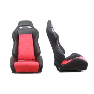 Scaun sport R-Look din piele neagră - Roșu, scaun sport negru și roșu, scaun de curse, scaun tip coș, scaun de curse auto, înlocuire scaun auto, scaun auto aftermarket - Scaune auto