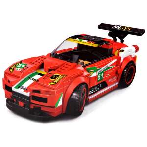 Wange Supercar red race car building toy angled view - Plastic Building Toy