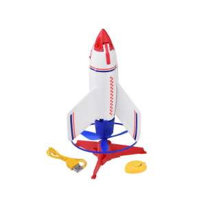 Remote control space shuttle rocket with light and sound effects, white and red, with USB charging cable - Ramiz